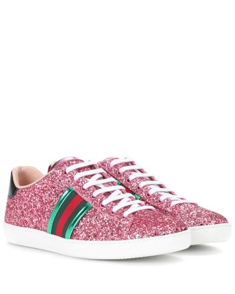 gucci ace glitter sneakers pink|Gucci ace embroidered sneakers.